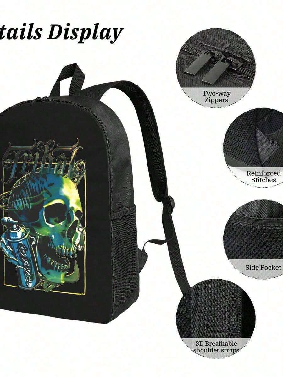 Laptop Bag Waterproof - Graffiti Skull Waterproof Backpack Large Capacity