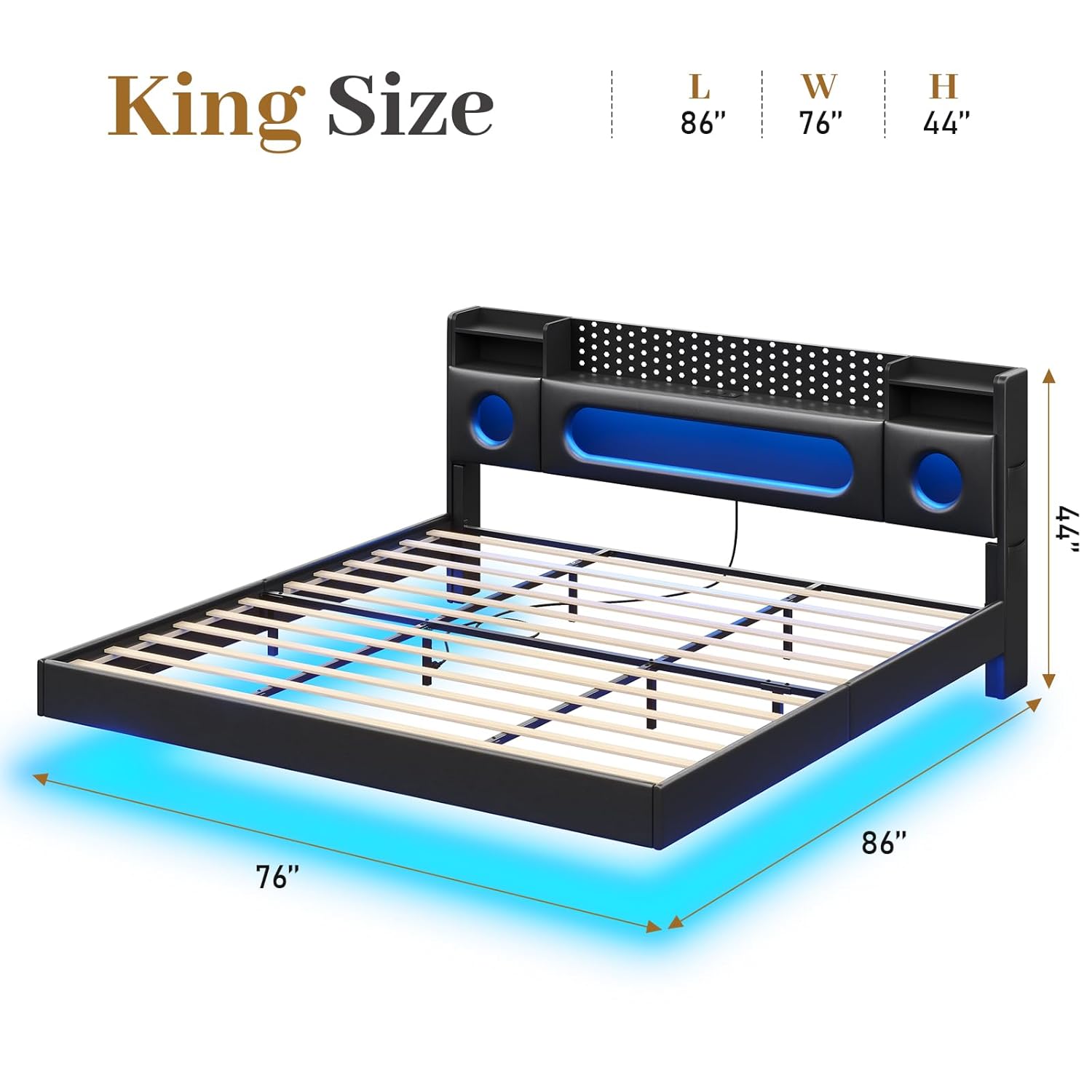 King Floating Bed Frame Storag - Laptop Accessories Light recensione e prezzo