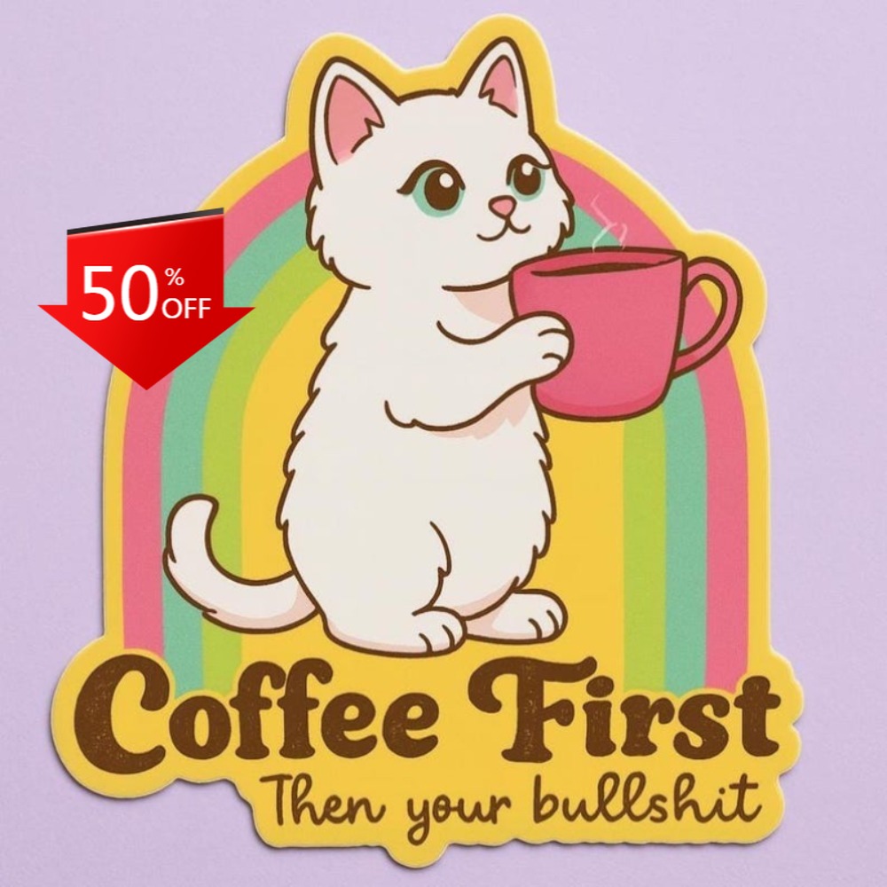 Fun coffee cat stickers Retro  - Laptop Unique Accessories recensione e prezzo