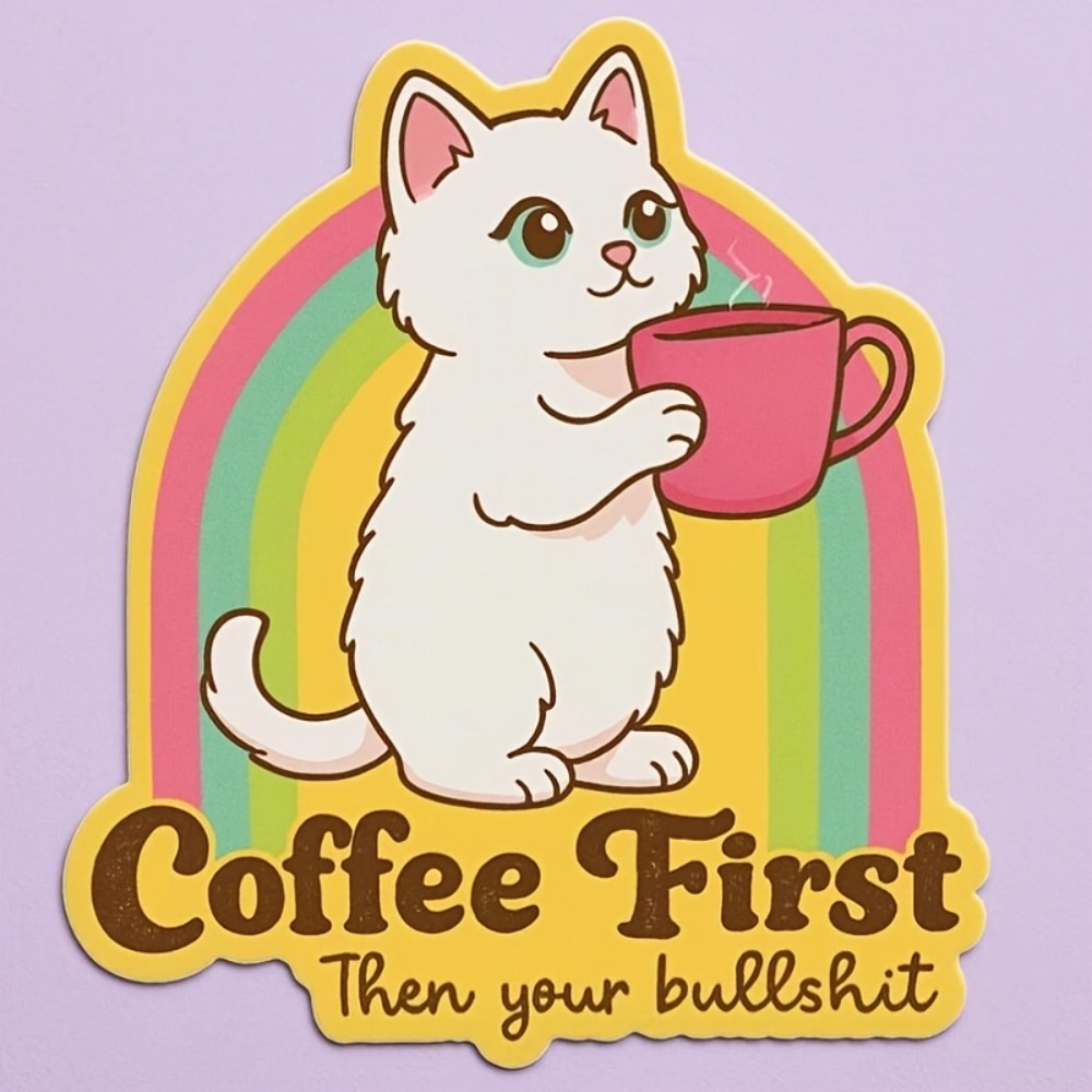 Fun coffee cat stickers Retro  - Laptop Unique Accessories recensione e prezzo